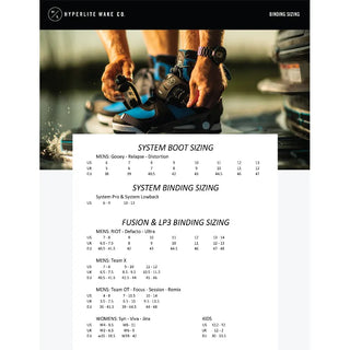 Hyperlite wakeboard binding size chart