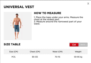 jobe size chart universal