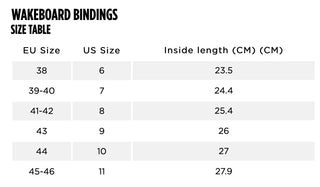 jobe sizechart binding